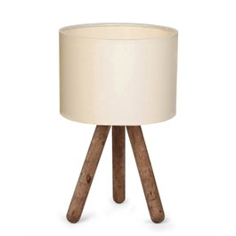 Opviq Lámpara de mesa AYD-2939 de madera con pantalla de tela crema